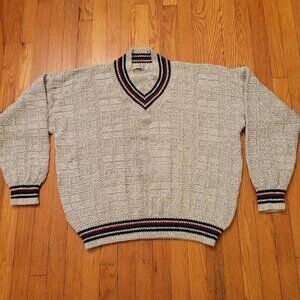 Vintage Fieldmaster Sweater XL Classic Knit V Neck Gray Cotton Grandpacore Prepp